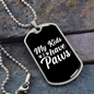 My Kids Have Paws White Plain Necklace Stainless Steel or 18k Gold Dog Tag 24" Chain-Express Your Love Gifts