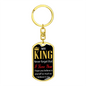 My King Keychain Stainless Steel or 18k Gold Dog Tag Keyring-Express Your Love Gifts