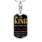 My King Keychain Stainless Steel or 18k Gold Dog Tag Keyring-Express Your Love Gifts