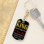 My King Keychain Stainless Steel or 18k Gold Dog Tag Keyring-Express Your Love Gifts