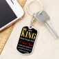 My King Keychain Stainless Steel or 18k Gold Dog Tag Keyring-Express Your Love Gifts
