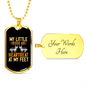 My Little Dog Yellow Necklace Stainless Steel or 18k Gold Dog Tag 24" Chain-Express Your Love Gifts