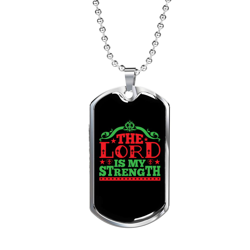 My Lord My Strength Christian Necklace Stainless Steel or 18k Gold Dog Tag 24" Chain-Express Your Love Gifts