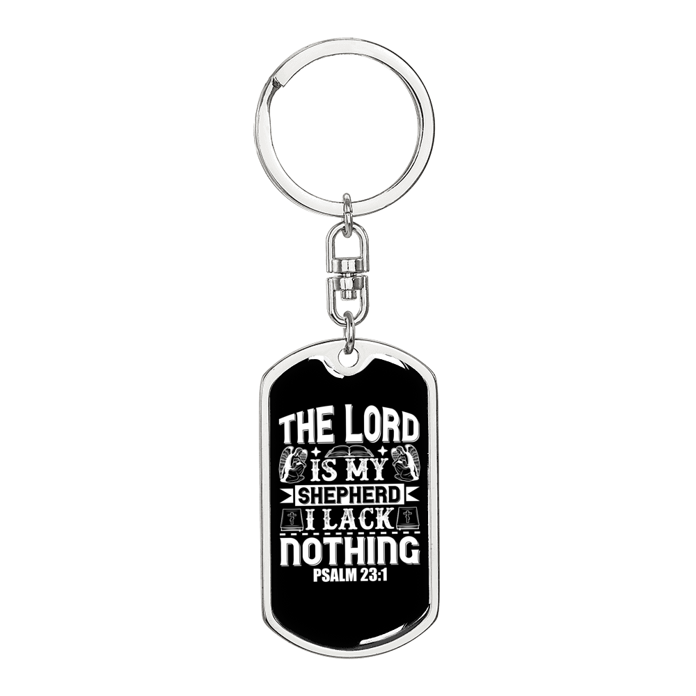 My Lord Shepherd Psalm 23:1 Keychain Stainless Steel or 18k Gold Dog Tag Keyring-Express Your Love Gifts