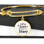 My Love Is Yours Circle Pendant Bangle Stainless Steel or 18k Gold 18-22"-Express Your Love Gifts
