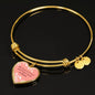 My Love is Yours Pink Heart Bangle Stainless Steel or 18k Gold 18-22"-Express Your Love Gifts