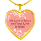 My Love Is Yours Pink Necklace Stainless Steel or 18k Gold Heart Pendant 18-22"-Express Your Love Gifts