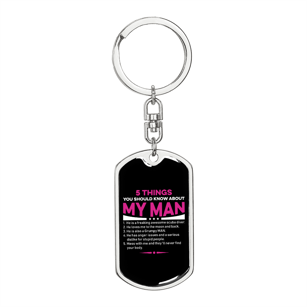 My Man 5 things to Know Mom Keychain Stainless Steel or 18k Gold Dog Tag Keyring-Express Your Love Gifts