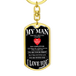 My Missing Piece Keychain Stainless Steel or 18k Gold Dog Tag Keyring-Express Your Love Gifts