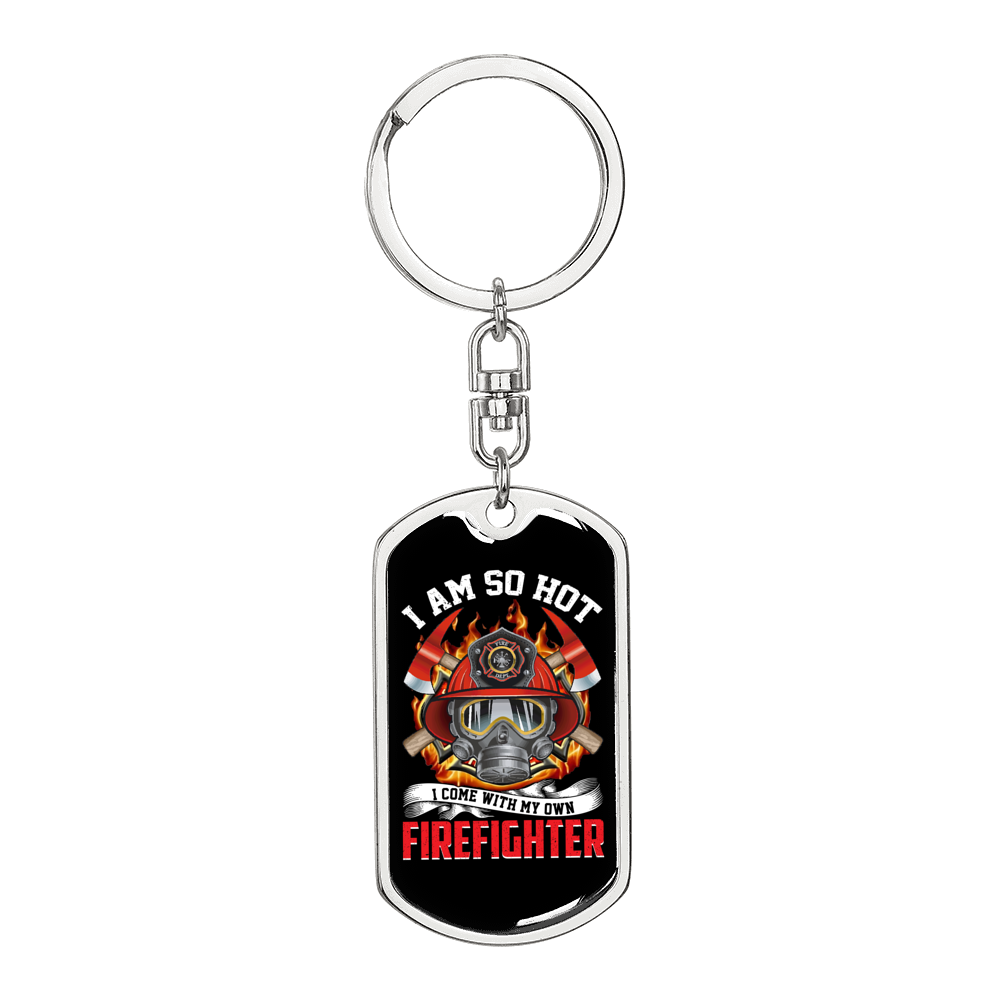 My Own Firefighter Keychain Stainless Steel or 18k Gold Dog Tag Keyring-Express Your Love Gifts