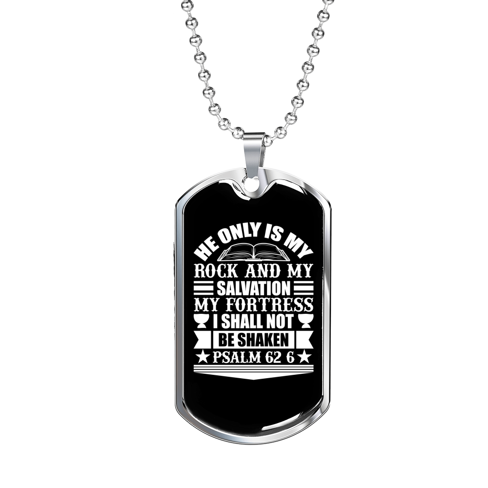 My Rock And Salvation Christian Necklace Stainless Steel or 18k Gold Dog Tag 24" Chain-Express Your Love Gifts