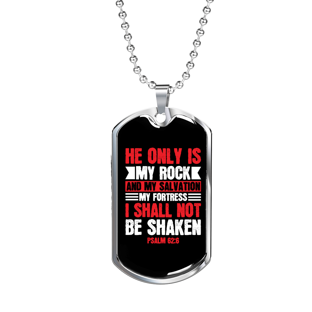 My Salvation My Fortress Christian Necklace Stainless Steel or 18k Gold Dog Tag 24" Chain-Express Your Love Gifts