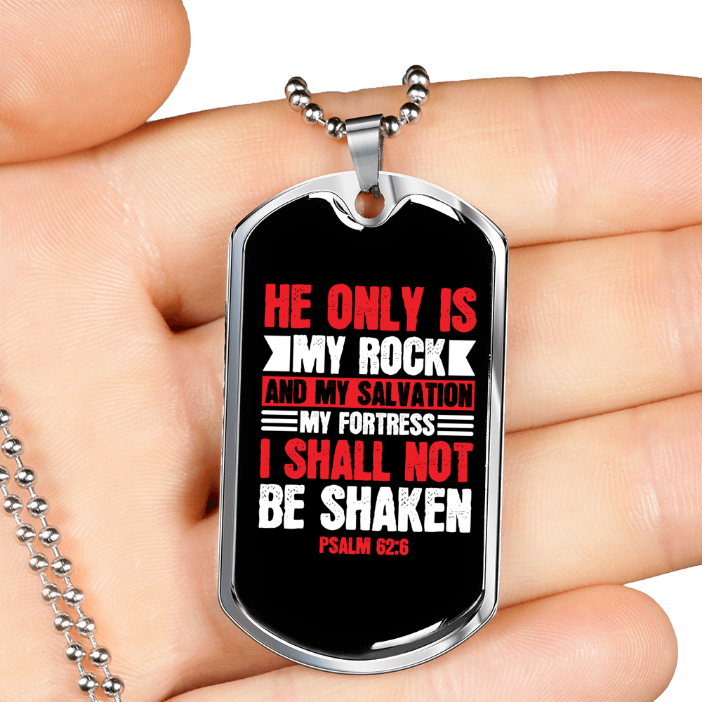 My Salvation My Fortress Christian Necklace Stainless Steel or 18k Gold Dog Tag 24" Chain-Express Your Love Gifts