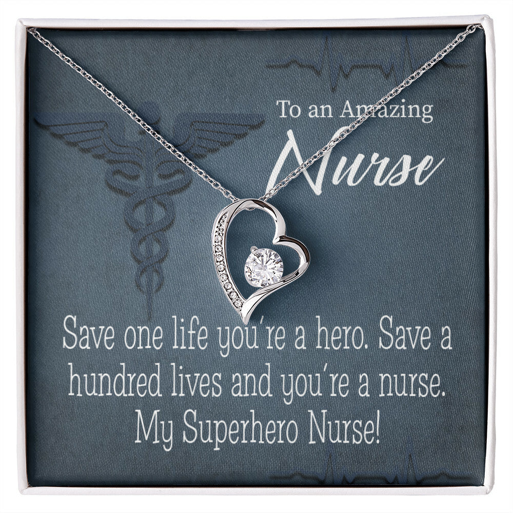 My Superhero Nurse! Healthcare Medical Worker Nurse Appreciation Gift Forever Necklace w Message Card-Express Your Love Gifts