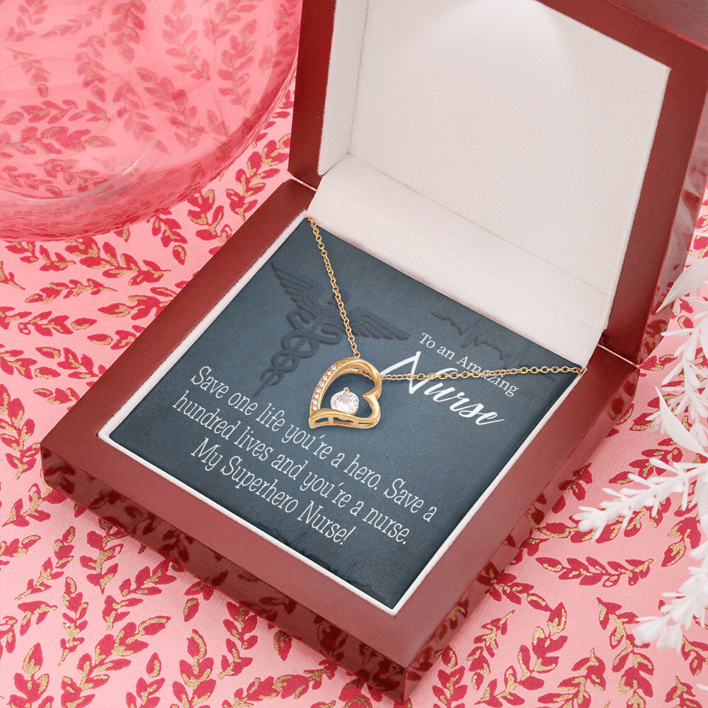 My Superhero Nurse! Healthcare Medical Worker Nurse Appreciation Gift Forever Necklace w Message Card-Express Your Love Gifts