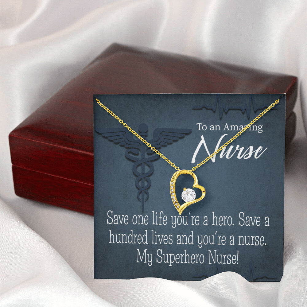My Superhero Nurse! Healthcare Medical Worker Nurse Appreciation Gift Forever Necklace w Message Card-Express Your Love Gifts