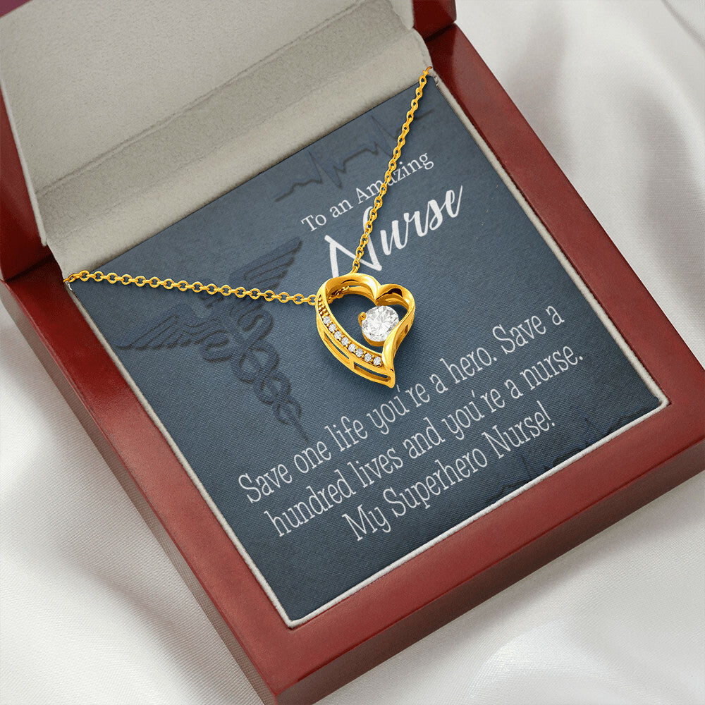 My Superhero Nurse! Healthcare Medical Worker Nurse Appreciation Gift Forever Necklace w Message Card-Express Your Love Gifts
