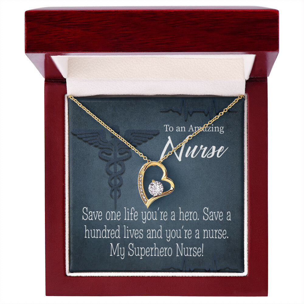 My Superhero Nurse! Healthcare Medical Worker Nurse Appreciation Gift Forever Necklace w Message Card-Express Your Love Gifts