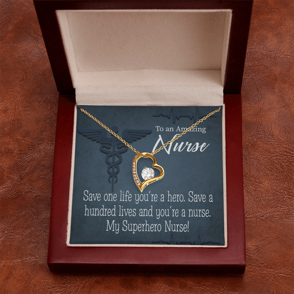 My Superhero Nurse! Healthcare Medical Worker Nurse Appreciation Gift Forever Necklace w Message Card-Express Your Love Gifts