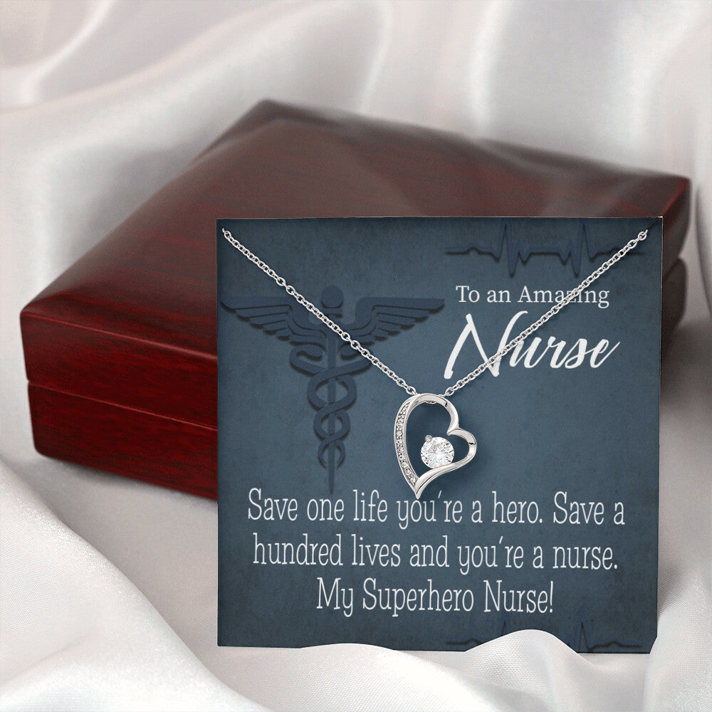 My Superhero Nurse! Healthcare Medical Worker Nurse Appreciation Gift Forever Necklace w Message Card-Express Your Love Gifts