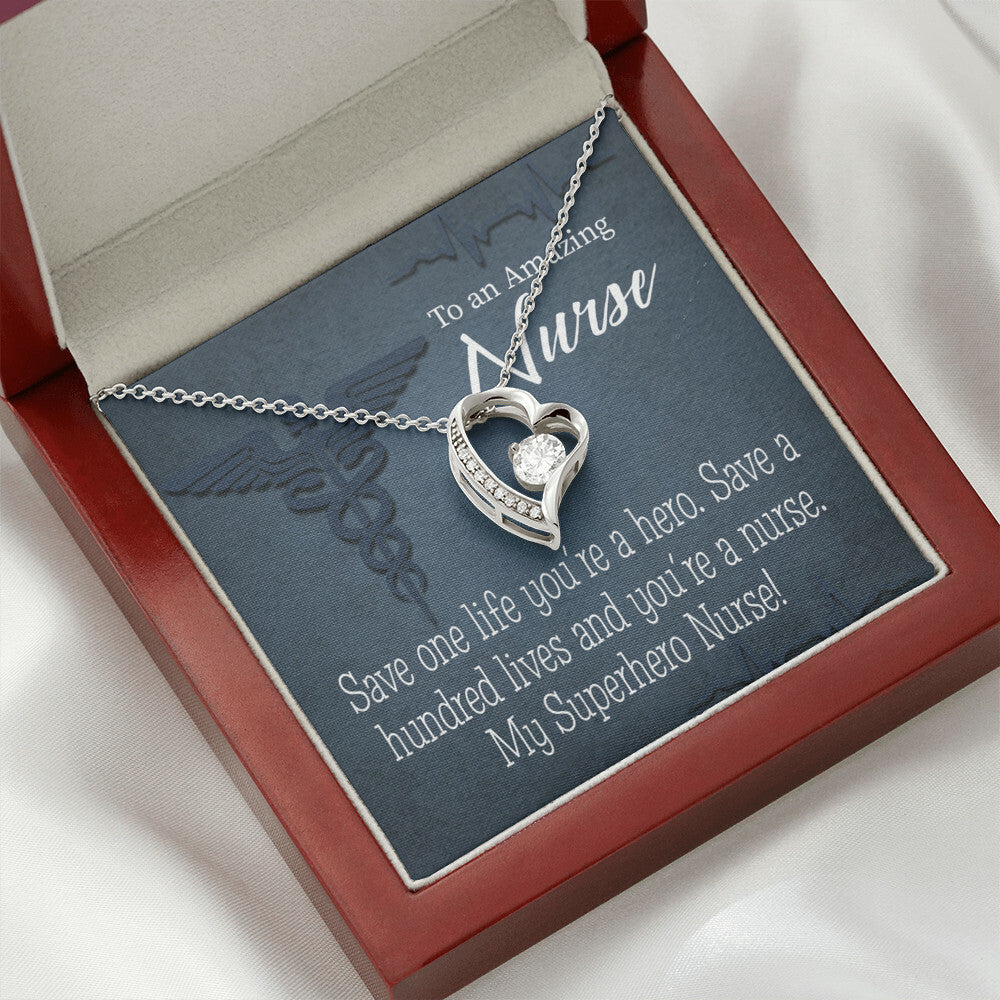 My Superhero Nurse! Healthcare Medical Worker Nurse Appreciation Gift Forever Necklace w Message Card-Express Your Love Gifts