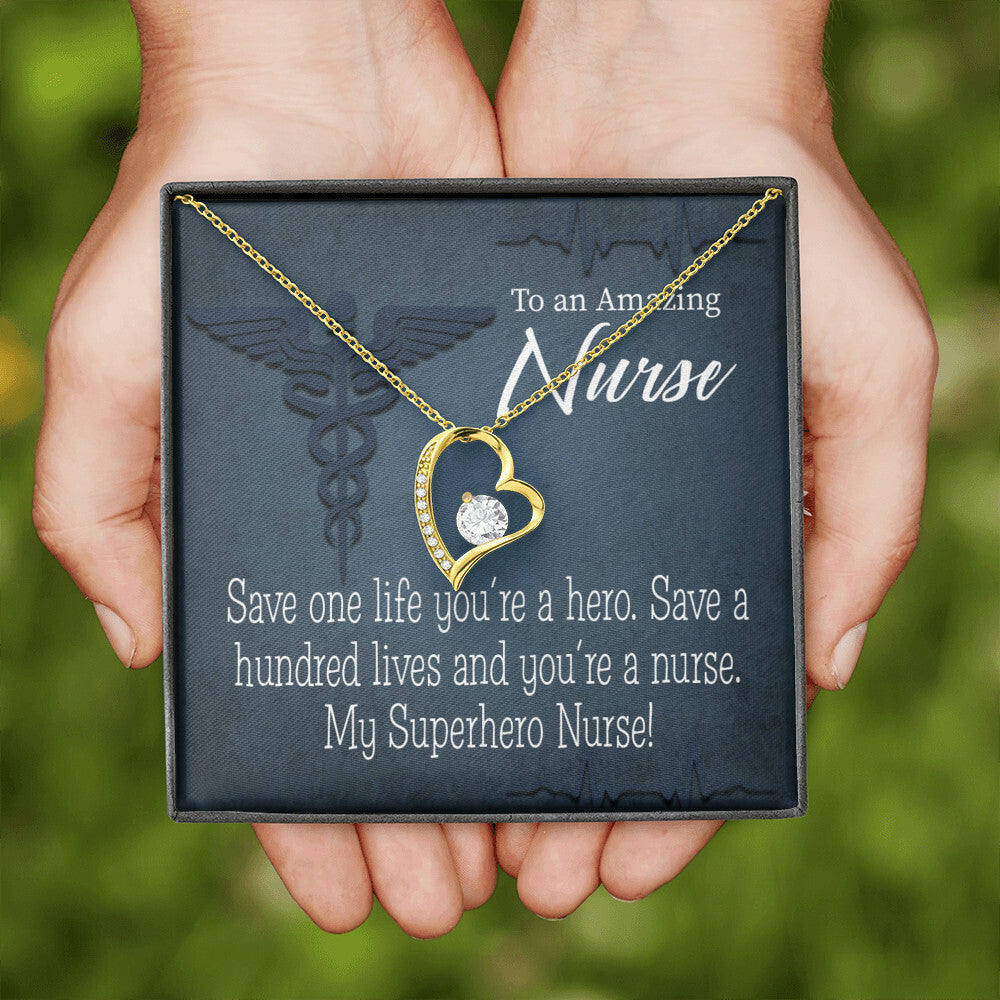 My Superhero Nurse! Healthcare Medical Worker Nurse Appreciation Gift Forever Necklace w Message Card-Express Your Love Gifts