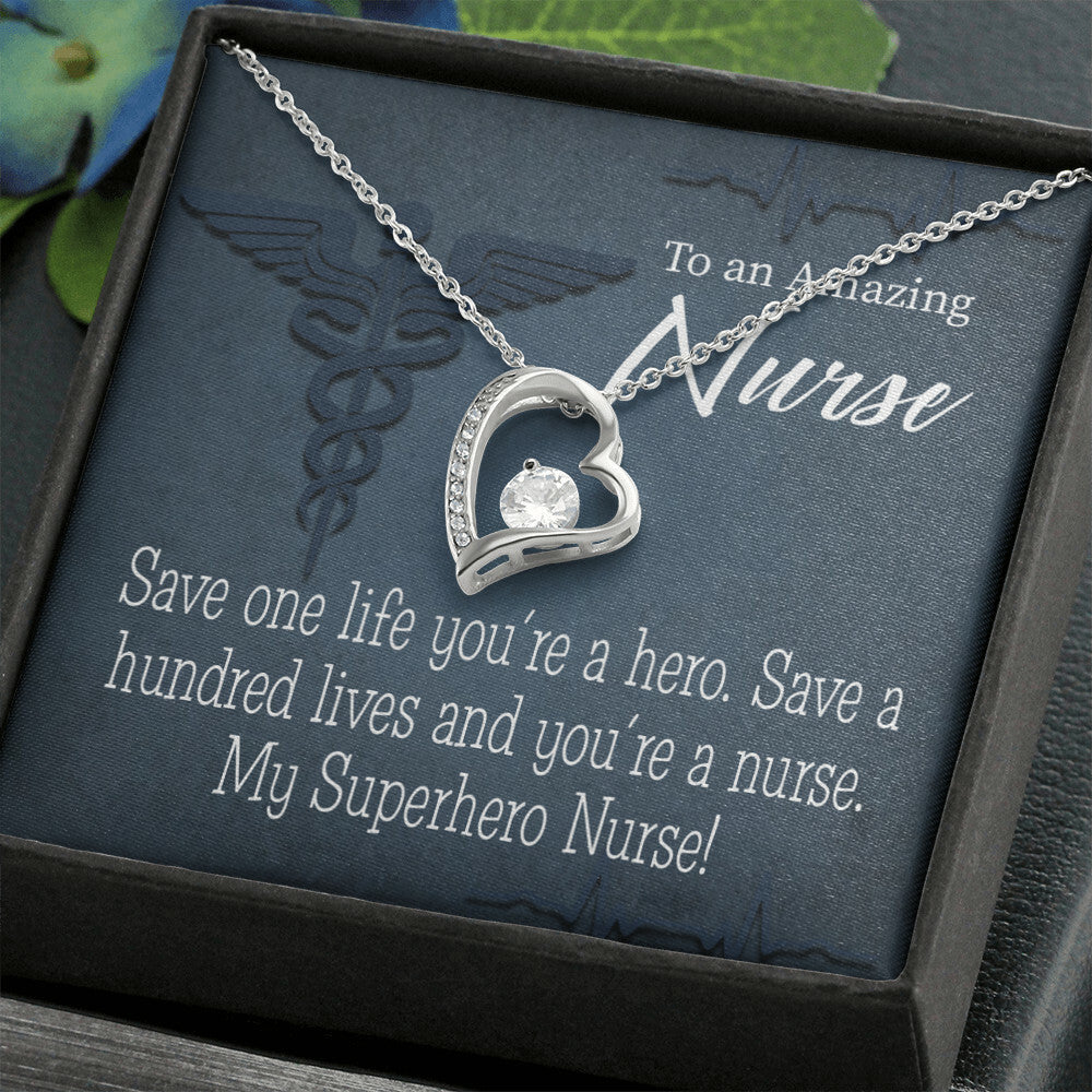 My Superhero Nurse! Healthcare Medical Worker Nurse Appreciation Gift Forever Necklace w Message Card-Express Your Love Gifts