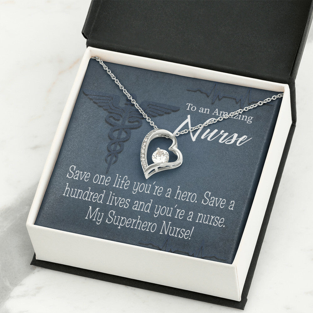 My Superhero Nurse! Healthcare Medical Worker Nurse Appreciation Gift Forever Necklace w Message Card-Express Your Love Gifts