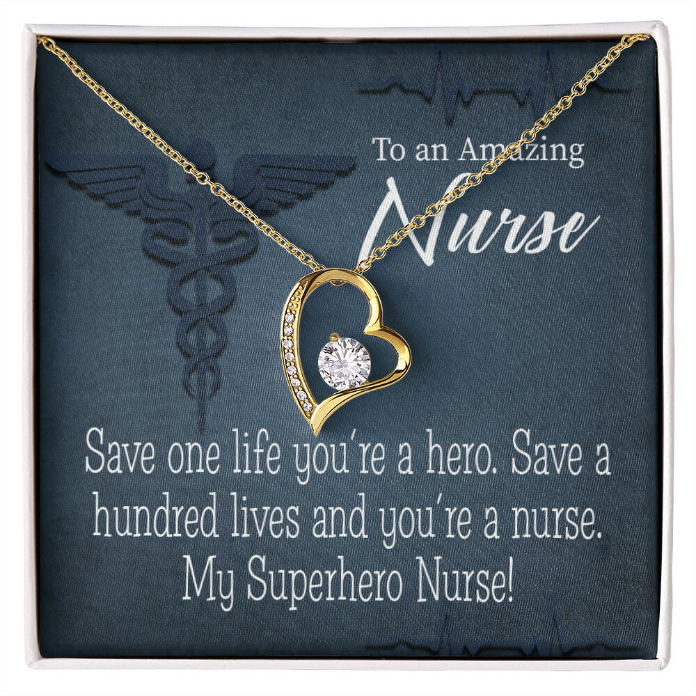 My Superhero Nurse! Healthcare Medical Worker Nurse Appreciation Gift Forever Necklace w Message Card-Express Your Love Gifts