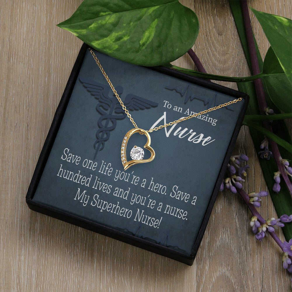 My Superhero Nurse! Healthcare Medical Worker Nurse Appreciation Gift Forever Necklace w Message Card-Express Your Love Gifts