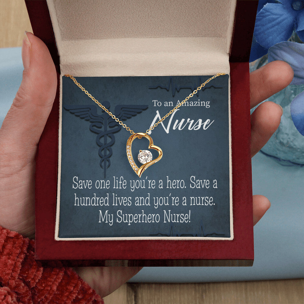 My Superhero Nurse! Healthcare Medical Worker Nurse Appreciation Gift Forever Necklace w Message Card-Express Your Love Gifts