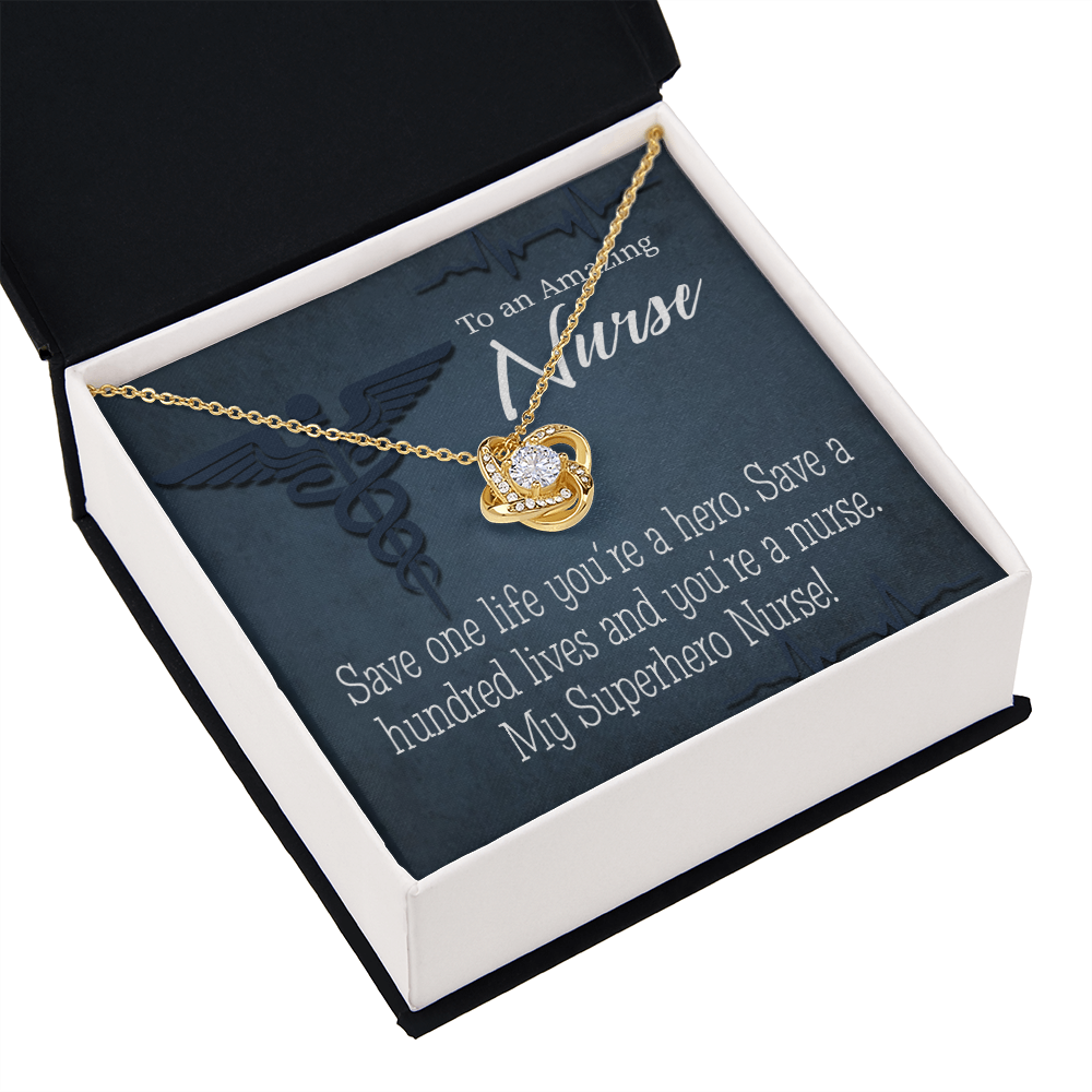 My Superhero Nurse! Healthcare Medical Worker Nurse Appreciation Gift Infinity Knot Necklace Message Card-Express Your Love Gifts