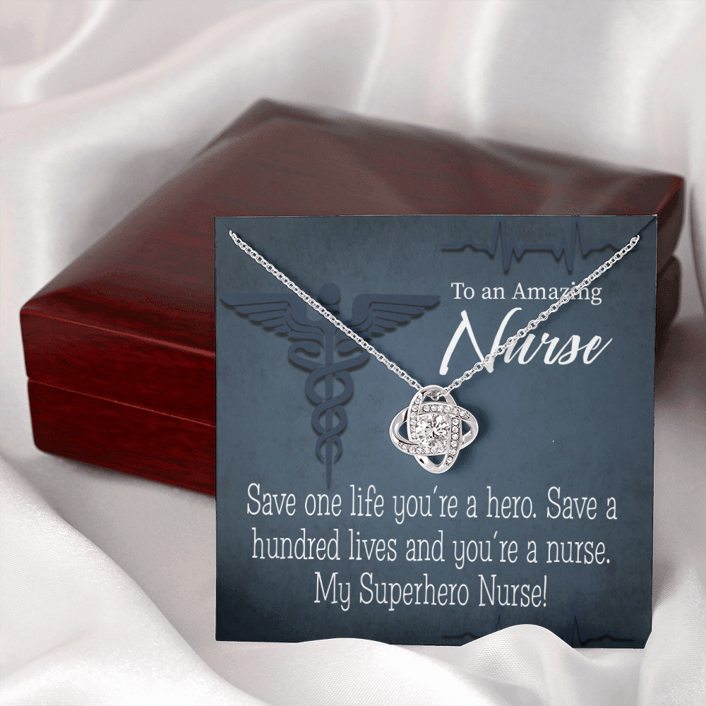 My Superhero Nurse! Healthcare Medical Worker Nurse Appreciation Gift Infinity Knot Necklace Message Card-Express Your Love Gifts