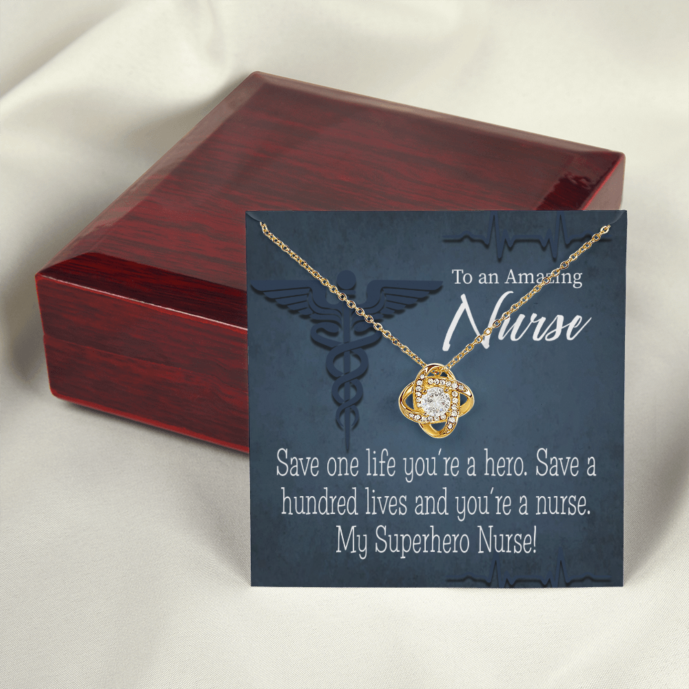 My Superhero Nurse! Healthcare Medical Worker Nurse Appreciation Gift Infinity Knot Necklace Message Card-Express Your Love Gifts