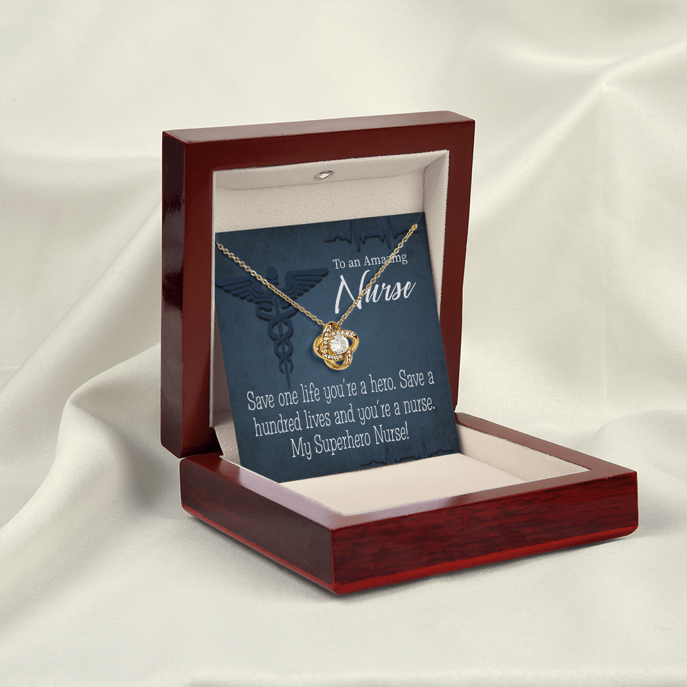 My Superhero Nurse! Healthcare Medical Worker Nurse Appreciation Gift Infinity Knot Necklace Message Card-Express Your Love Gifts