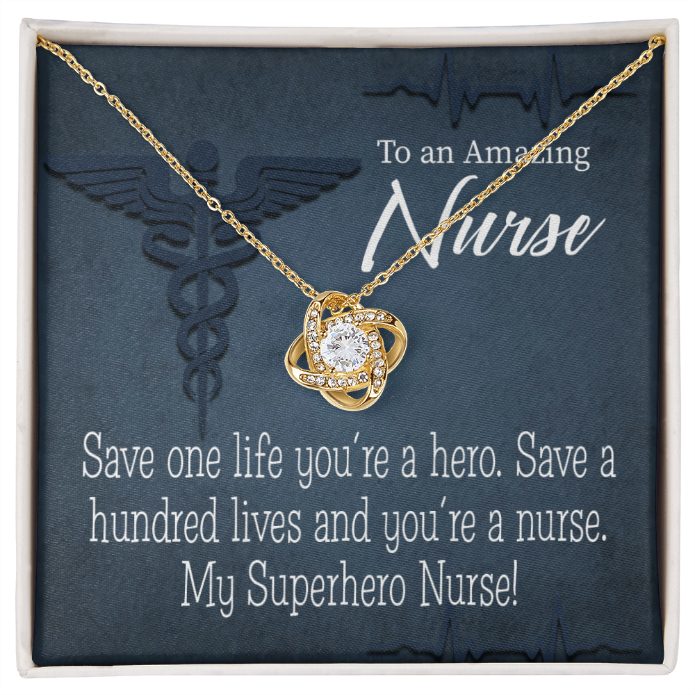 My Superhero Nurse! Healthcare Medical Worker Nurse Appreciation Gift Infinity Knot Necklace Message Card-Express Your Love Gifts