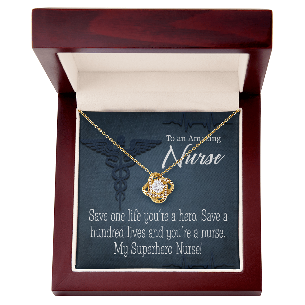 My Superhero Nurse! Healthcare Medical Worker Nurse Appreciation Gift Infinity Knot Necklace Message Card-Express Your Love Gifts