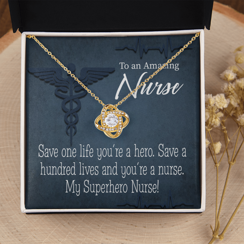 My Superhero Nurse! Healthcare Medical Worker Nurse Appreciation Gift Infinity Knot Necklace Message Card-Express Your Love Gifts