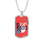 My Wife Rocks Necklace Stainless Steel or 18k Gold Dog Tag 24" Chain-Express Your Love Gifts