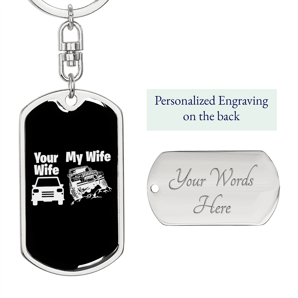 My Wife Your Wife Keychain Stainless Steel or 18k Gold Dog Tag Keyring-Express Your Love Gifts