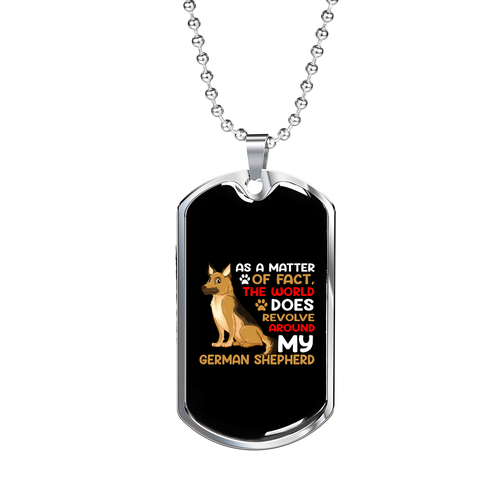 My World is My German Shepherd Necklace Stainless Steel or 18k Gold Dog Tag 24" Chain-Express Your Love Gifts