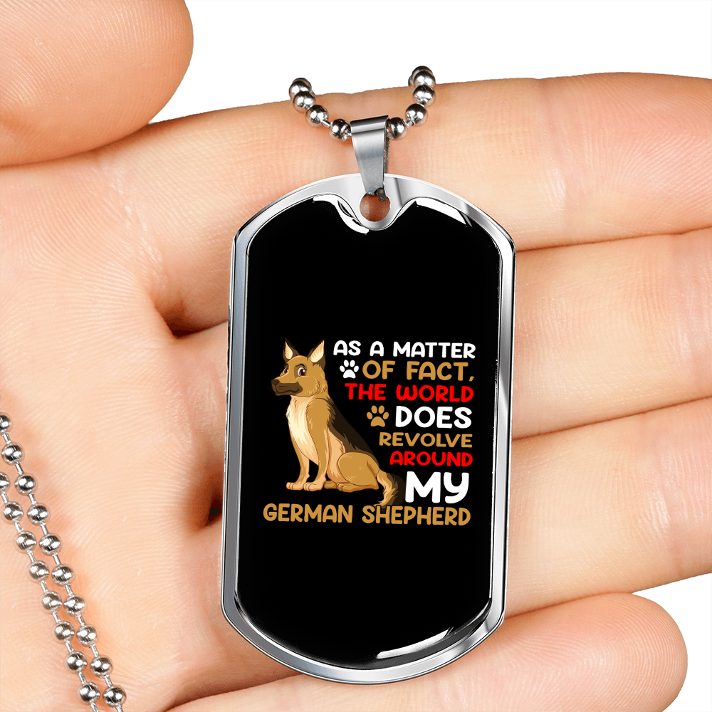 My World is My German Shepherd Necklace Stainless Steel or 18k Gold Dog Tag 24" Chain-Express Your Love Gifts