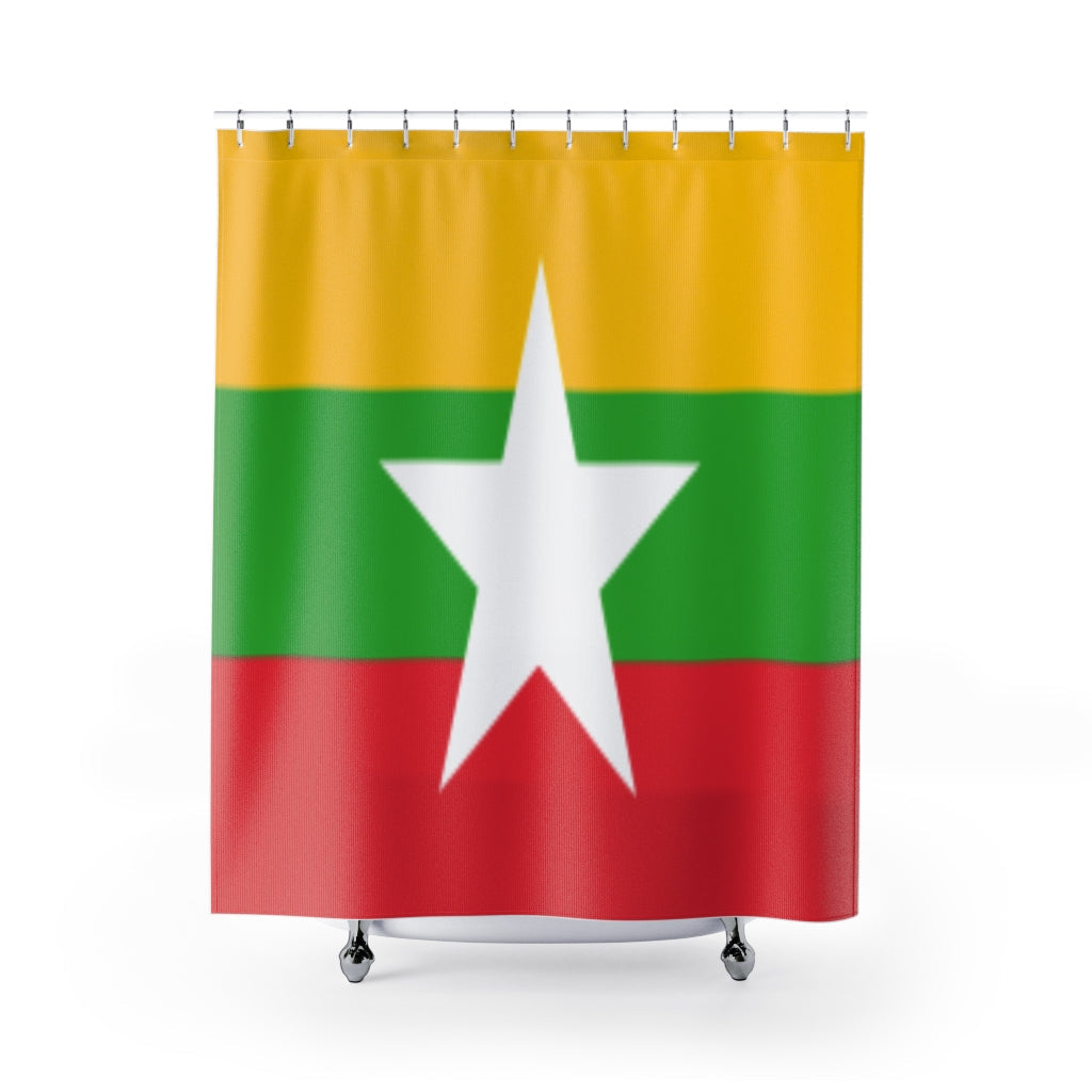 Myanmar Flag Stylish Design 71" x 74" Elegant Waterproof Shower Curtain for a Spa-like Bathroom Paradise Exceptional Craftsmanship-Express Your Love Gifts