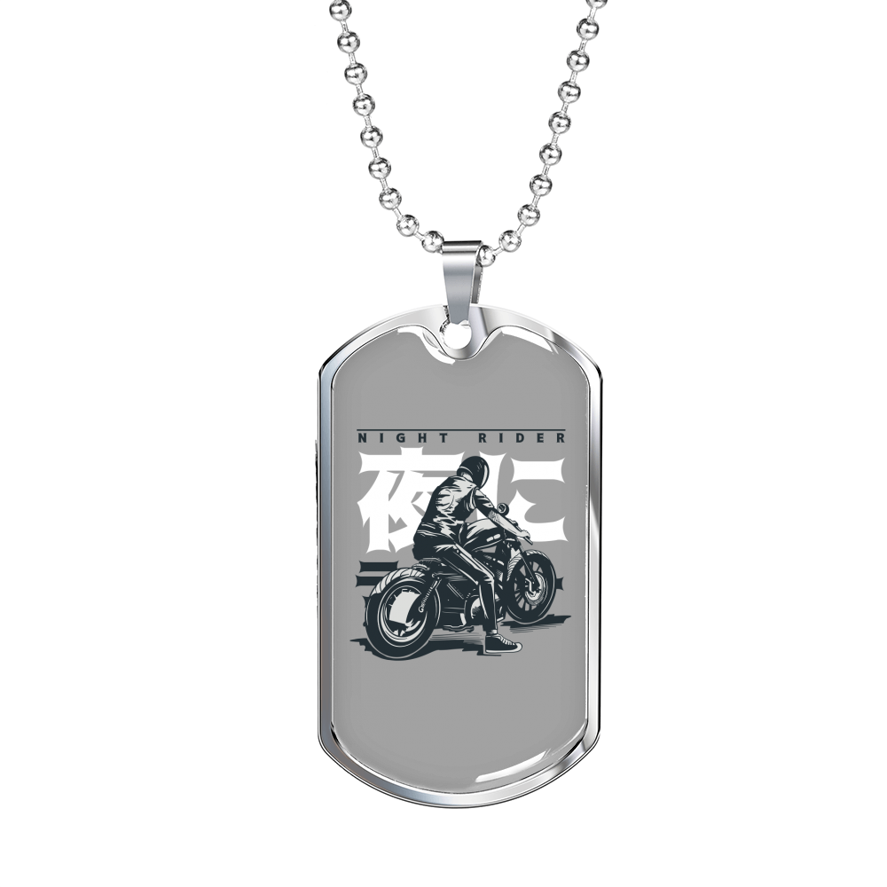 Naito Raider Biker Necklace Stainless Steel or 18k Gold Dog Tag 24"-Express Your Love Gifts