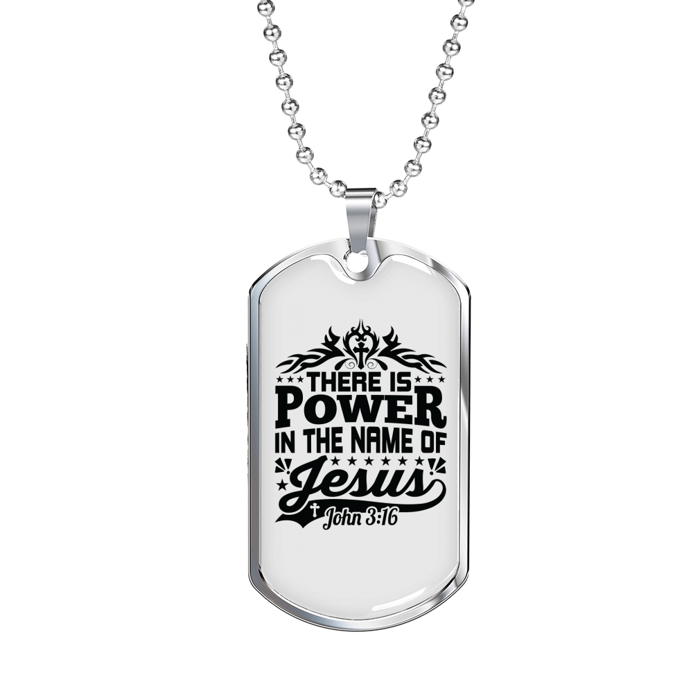 Name Of Jesus Black Christian Necklace Stainless Steel or 18k Gold Dog Tag 24" Chain-Express Your Love Gifts