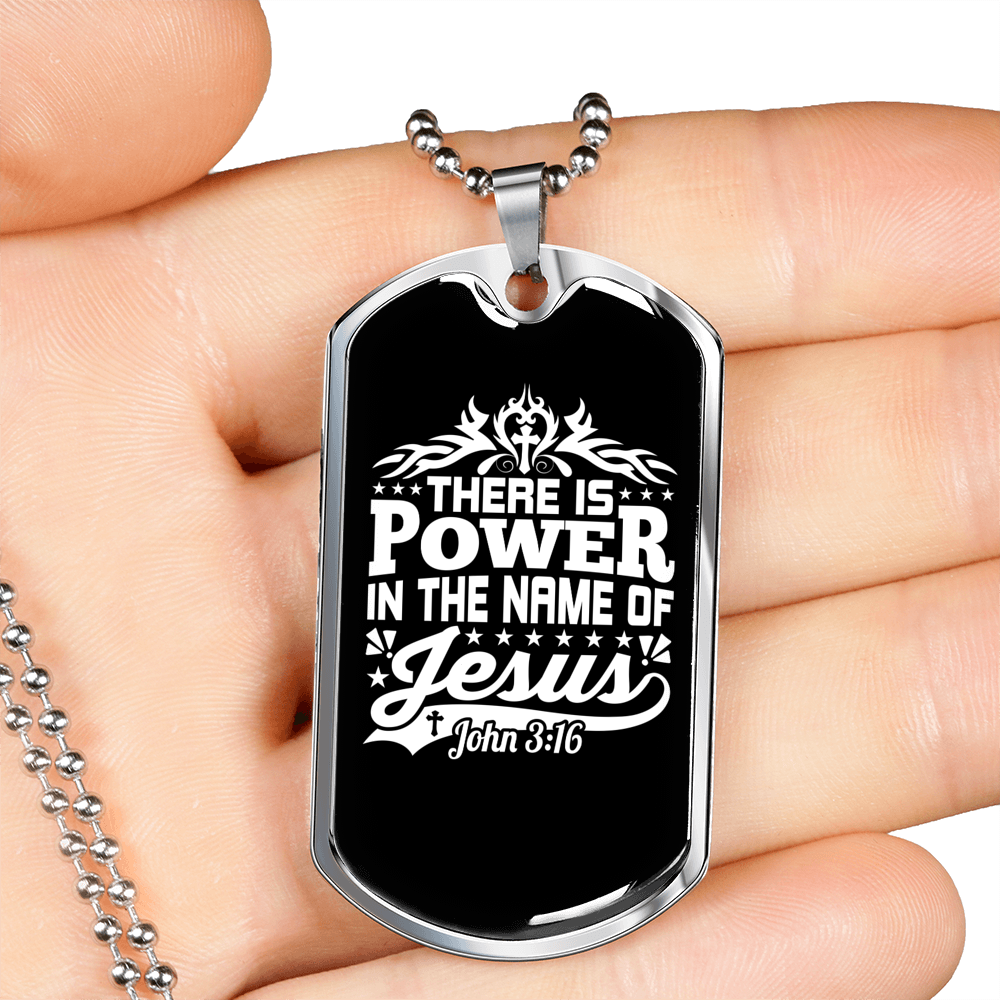 Name Of Jesus White Christian Necklace Stainless Steel or 18k Gold Dog Tag 24" Chain-Express Your Love Gifts