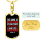 Name Of The Lord Proverbs 18:10 Red Keychain Stainless Steel or 18k Gold Dog Tag Keyring-Express Your Love Gifts