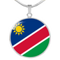 Namibia Flag Necklace Circle Pendant Stainless Steel or 18k Gold 18-22"-Express Your Love Gifts