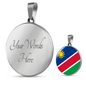 Namibia Flag Necklace Circle Pendant Stainless Steel or 18k Gold 18-22"-Express Your Love Gifts