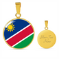 Namibia Flag Necklace Circle Pendant Stainless Steel or 18k Gold 18-22"-Express Your Love Gifts